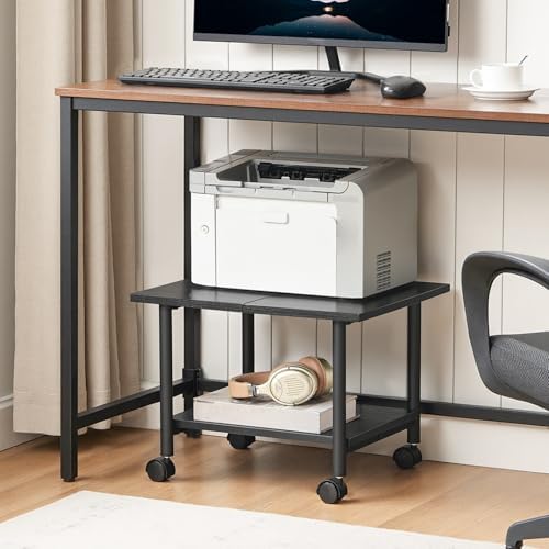 HOOBRO Printer Stand, 2-Tier Industrial Under Desk Printer Cart with Shelf, Mobile Heavy Duty Storage Rack on Wheels for Home, Office, Black BB02PS01G1 - Image 6