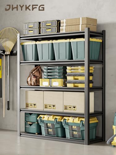 JHYKHG 72" W Storage Shelves,5-Tier Heavy Duty Garage Shelving,Adjustable Shelving Unit,Metal Shelf,Boltless Assembly Rack for Warehouse,Shed,3,000 lb Load,24 x 48 x 72 Inches,Black - Image 2