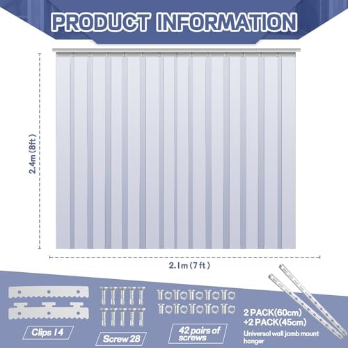 Juexica 84 X 96 Inch Clear Freezer Door Curtain Plastic Strips - Image 2