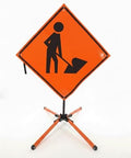 Traffic Roll-Up Sign Kit with Stand – Collapsible Safety Sign & Heavy-Duty Portable Stand, High Visibility, Easy Setup (Worker Symbol, Non-reflective) by EASTERNMETALSIGNSANDSAFETY