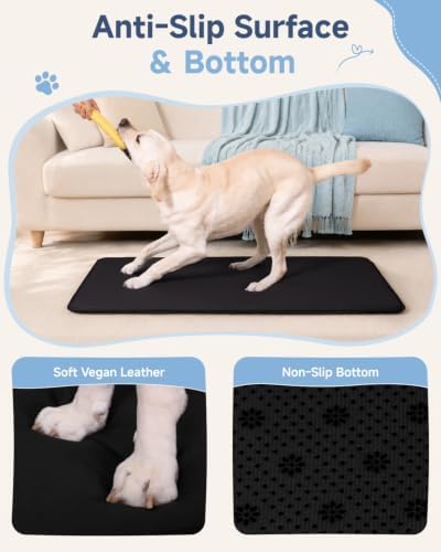 Dog Crate Pad Mat, Waterproof Wipeable Kennel Bed, 35x22, Black - Image 4