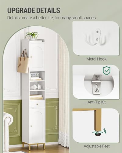 Hzuaneri Tall Bathroom Cabinet with Adjustable Shelves, Storage Cabinet - Image 5