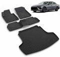 All Weather Car Floor Mats & Cargo Liner Set Fit for Kia K5 2021-2025 2026 (Only FWD Models) or for Hyundai Sonata/Sonata Hybrid 2020-2026 Floor Liners Trunk Liner Cargo Mat Accessories Black by VOUKIY