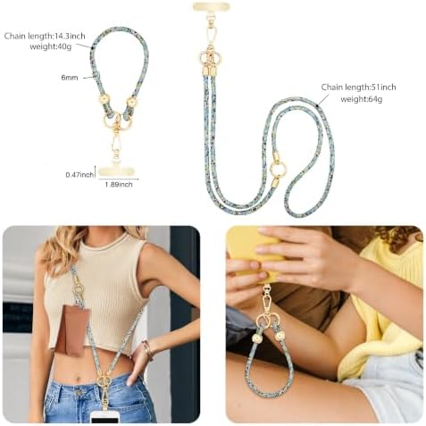 Crystal Phone Strap Crossbody and Wrist Lanyard, Anti Theft Layered & Wrist Strap Cell Phone Neck for Women - Image 5
