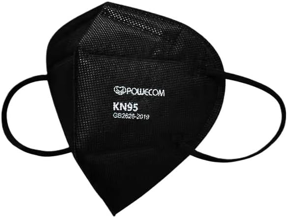 POWECOM KN95 Respirator Face Masks (10 Pack) | Black | Earloop Style - Image 5