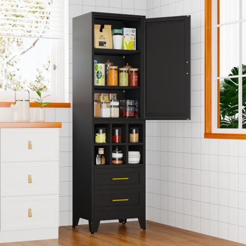 20 inch Wide Storage Cabinet with Doors and Shelves, Tall Narrow Pantry by Unknown