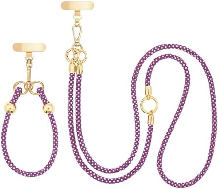 Crystal Phone Strap Crossbody and Wrist Lanyard, Anti Theft Layered & Wrist Strap Cell Phone Neck for Women by FUAHXYESFashionPhoneLayeredJewelry