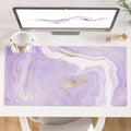 Faux Leather Large Mouse Pad, Office Desk Mat, 31.5"x15.7", Violet Marble by ColorfulStar