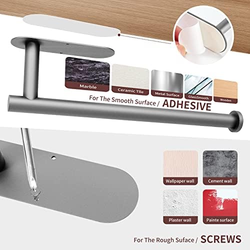 DEKAVA Under Cabinet Wall Mount Paper Towel Holder, Self-Adhesive Bar, Stainless Steel 13 inch (Grey, 1) - Image 6