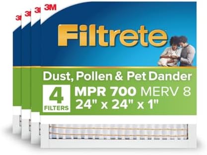 Filtrete 24x24x1 Air Filter, MERV 8, MPR 700, 4 HVAC Filters by Filtrete
