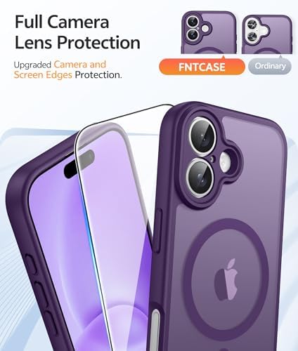 FNTCASE for iPhone 16 Case, Fit for Magsafe, Screen Protector, Purple - Image 4