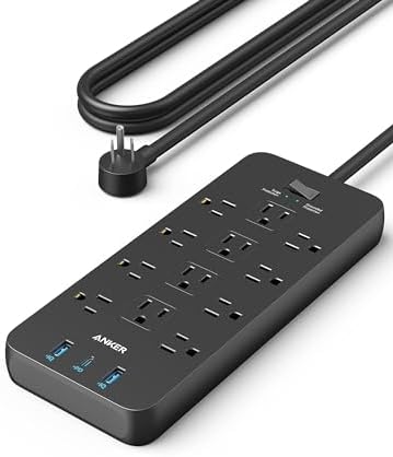 Anker Power Strip with 2100J Surge Protector, Outlet Extender, 20W, 12 AC by Anker