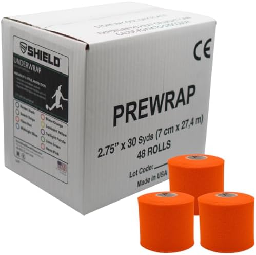 Shield Athletic Underwrap | Bulk Case of 48 Rolls of PreWrap, 2.75" X 30 SYards (Orange) by SHIELD