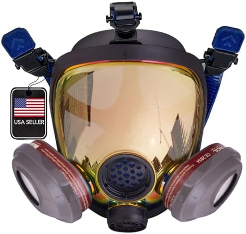 Parcil Distribution Full Face Respirator Mask - Air Purifying, Organic Vapor & Particulate - Industrial Use - CE Tested by ParcilDistribution