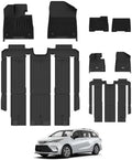 3W Floor Mats & Front Carpet for Toyota Sienna 2021-2026, TPE All Weather by 3W