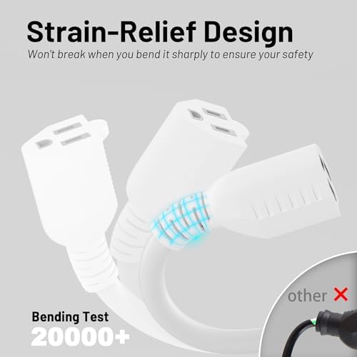 Vockjour 16/3 White Indoor Outdoor Extension Cord 6 Ft 2 Pack Waterproof - Image 3