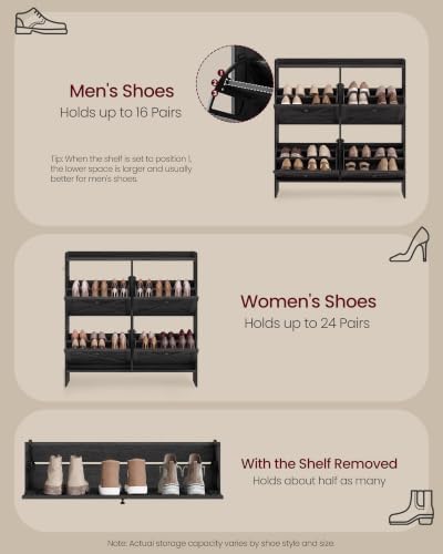 VASAGLE Narrow Shoe Storage Cabinet Organizer with 4 Flip Drawers - Image 5