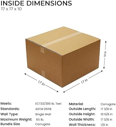 (17 x 17 x 10) - (25 Pack) Corrugated Cardboard Boxes for shipping and moving up to 65 lbs - Image 2