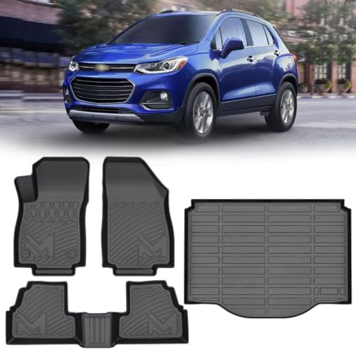 TPE Automotive Floor Mats & Cargo Liner Custom for 2014-2023 Chevy Trax & 13-23 Buick Encore (Not fit GX), All Weather Cover Protection Waterproof Black Floor Liner Front & Rear Row Full Set Car Mats by CMVTAuto