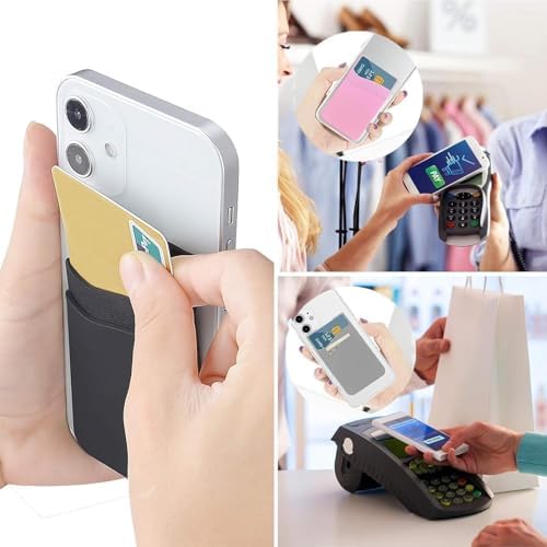 SS Phone Wallet Stick On, Adhesive Phone Card Holder Credit Card Stick on Wallet 2 Pocket Sleeve Suitable for iPhone, Samsung, Most Smartphones 6 Pack - Image 2