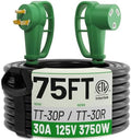 POWGRN 30 Amp RV Extension Cord 75 FT, RV Power Cord 30 Amp Waterproof by POWGRN
