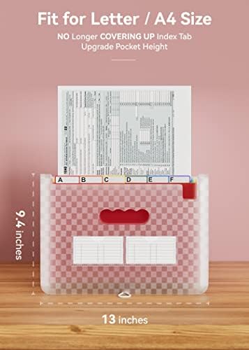 ABC life 26 Pockets Accordion File Organizer, Expanding File Folder, Pink - Image 4