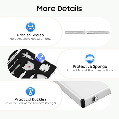 13pcs Welding Gauge Kit, Stainless Steel Welding Measure Gauge Combine Kit Welding Measurement Brief Case Type Tool Kit with Welding Inspection Mirror - Image 7