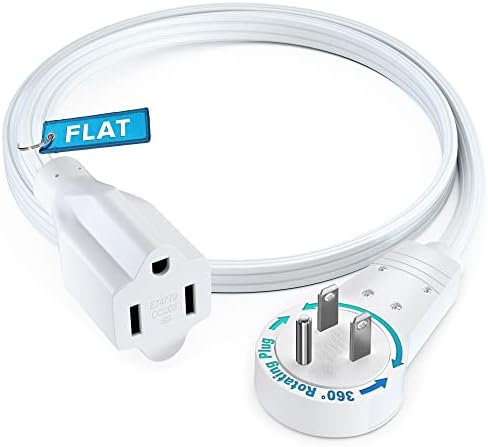 Maximm 1 Ft UL 360° Rotating Flat Wire Extension Cord, 1-Outlet, 16/3 AWG by MaximmCable