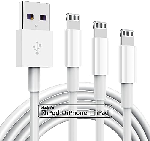 3 Pack Apple MFi Certified iPhone Charger Cable 6ft, Apple Lightning to USB Cable Cord 6 Foot, 2.4A Fast Charging,Apple Phone Long Chargers for iPhone 14/13/12/11/11 Pro/11 Max/X/XS/XR/XS Max/8/7/6 by TUMABER