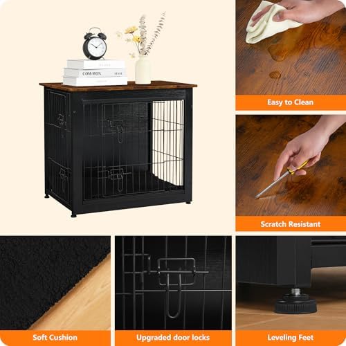 DWANTON 27" Dog Crate Furniture, Dog Kennel Indoor, with Waterproof Cushion - Image 5