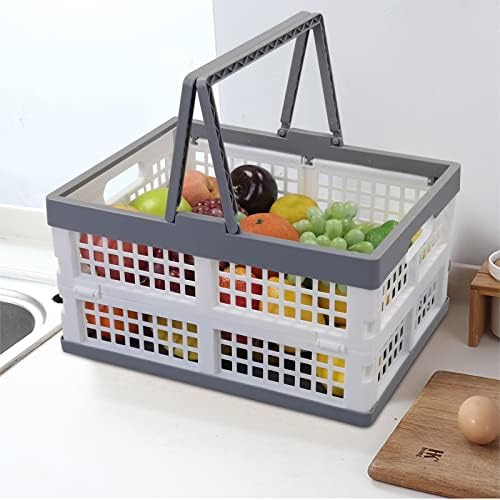 Teyyvn 2-Pack Collapsible Crate with Handle, Grocery Shopping Baskets - Image 6