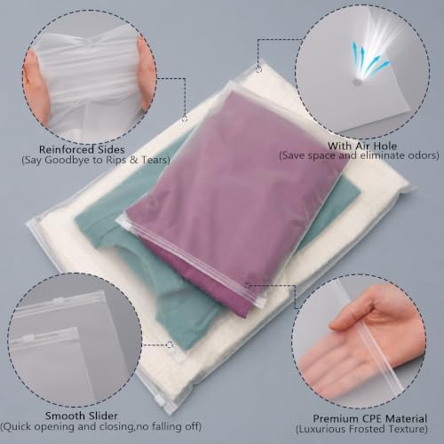 9x12'' Frosted Zipper Bags for Shipping, 100 Pack Packaging Bags, S - Image 3