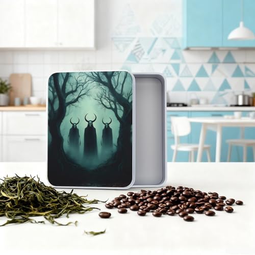 Small Metal Tins Box-4.7" x3.5"x1.6" Rectangular Empty Storage Box With Lid Decorative Organizer Storage Tin Case For Office/Cookie/Candy/Jewelry/Photo/Letter-Skull Forest - Image 5