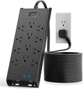 Surge Protector Power Strip 4800J, LeZone 15Ft Long Extension Cord Flat Plug, 12 Outlets 2 USB C 2 USB Ports, Wall Mountable, Desk Charging Station, Black by Unknown