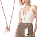 MOUTAKEY Cell Phone Lanyard Crossbody Phone Chain with Metal Detachable Phone Wrist Strap Cute iPhone Chain For Women (Pink Gold, Long) by MOUTAKEY