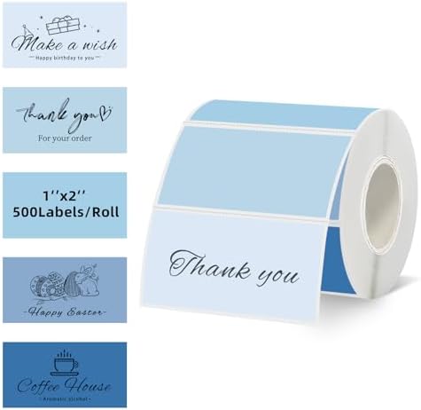 2''x1'' Blue Direct Thermal Barcode Labels,Self-Adhesive Thermal Printer Stickers for Address Design DIY Logo Business by Unknown