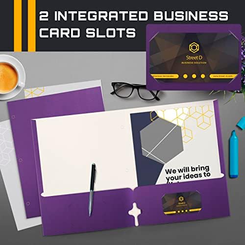 Better Office Products Two Pocket Portfolio Folders, 50-Pack, Purple, Letter Size Paper Folders, 50 Pieces, Purple - Image 4