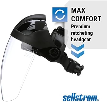 Sellstrom DP4 Face Shield - Lightweight Mask with High Impact Crown & Ratchet Headgear for Work, Grinding, Cutting - ANSI Z87.1 - Anti Fog Polycarbonate Window - Image 4