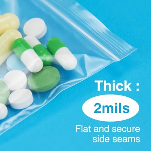 1200pcs 2 x 3 Clear Zip Bag, Small Plastic Jewelry Bags, 2 mil Thick Small Baggies, Resealable Zipper Bag, Storage Baggies for Daily Vitamin, Jewelry, Candy (Pack of 2) - Image 4