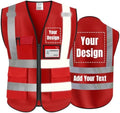 High Visibility Reflective Safety Vest Customize Logo Hi Vis Protective Workwear Outdoor Work Vest (M, Red) by YOWESHOP