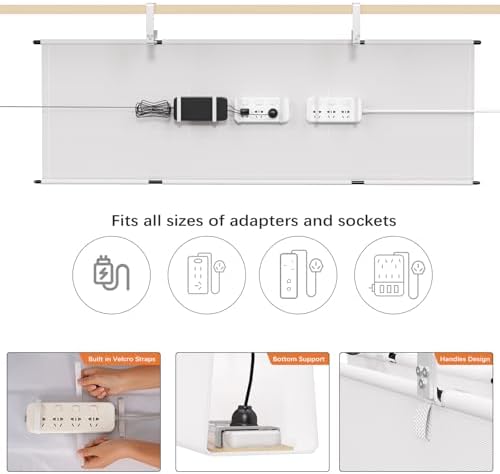 Under Desk Cable Management Tray, 48" Fabric Wire Cord Organizer, White - Image 2