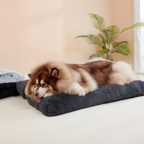 EHEYCIGA Fluffy Dog Crate Bed, Plush XX Large Dog Pillow, Dark Grey - Image 6
