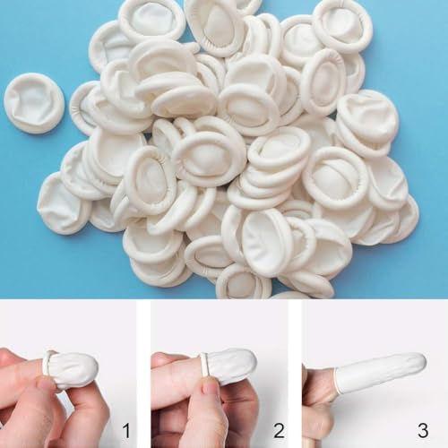 RIKWOG Finger Cot, Medium Finger Protectors Latex Anti-Static Finger Covers, Finger Tip Protect Keeping Dressing Dry and Clean Disposable Finger Gloves White(approxi 150pcs) - Image 5