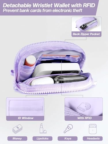 Tiostep Clip and Go Strap for Phone with Wallet Crossbody Phone Lanyard Adjustable and Detachable RFID Wristlet Wallet (Purple, Medium) - Image 5