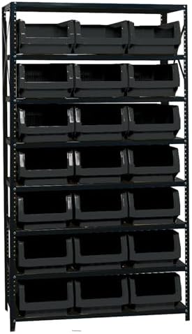 Quantum Storage Systems MSU-532BK Solid Heavy Duty 8 Shelves 21 MAGNUM Black Bins 75" H x 42" W x 18" D by QuantumStorageSystems