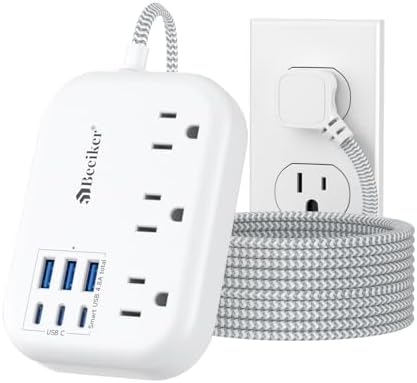 6 USB(3 USB C) Surge Protector Power Strip, 10 Ft Extension Cord,3 Outlets by Beeiker-BetterHelperforYou