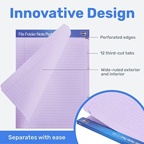Find It File Folder Notepad - Pack of 12-9.5 x 12.5 Inch Notebook Organizer Folders for Filing, Document, and Clipboard Organization - Lavender - Image 3