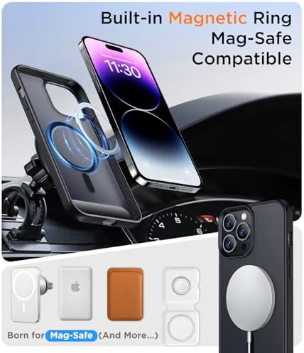 Temdan Magnetic Compatible with iPhone 14 Pro Max Case, [Built-in Invisible Kickstand][Compatible with MagSafe] [Military Grade Shockproof] Slim Translucent Matte Phone Case for iPhone 14 Pro Max 6.7" - Image 5