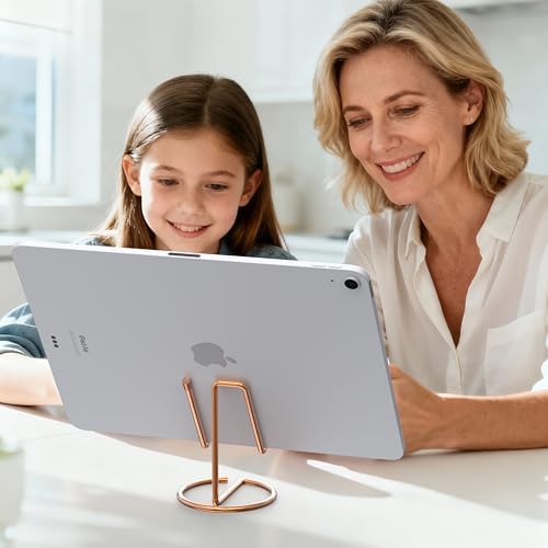 Metal Cell Phone Stand for Desk, Cute One-Piece Phone Holder, Stable Desktop Display Dock for iPhone, iPad, Samsung, Tablets & All Mobile Phones, Rose Gold&Rose Gold - Image 6