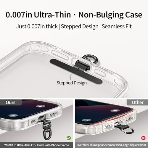 saxsion Phone Tether Tab & Lanyard Tab, 360° Swivel Clip - Ultra Thin Stainless Steel Universal Patch for All Phone Cases - Image 3